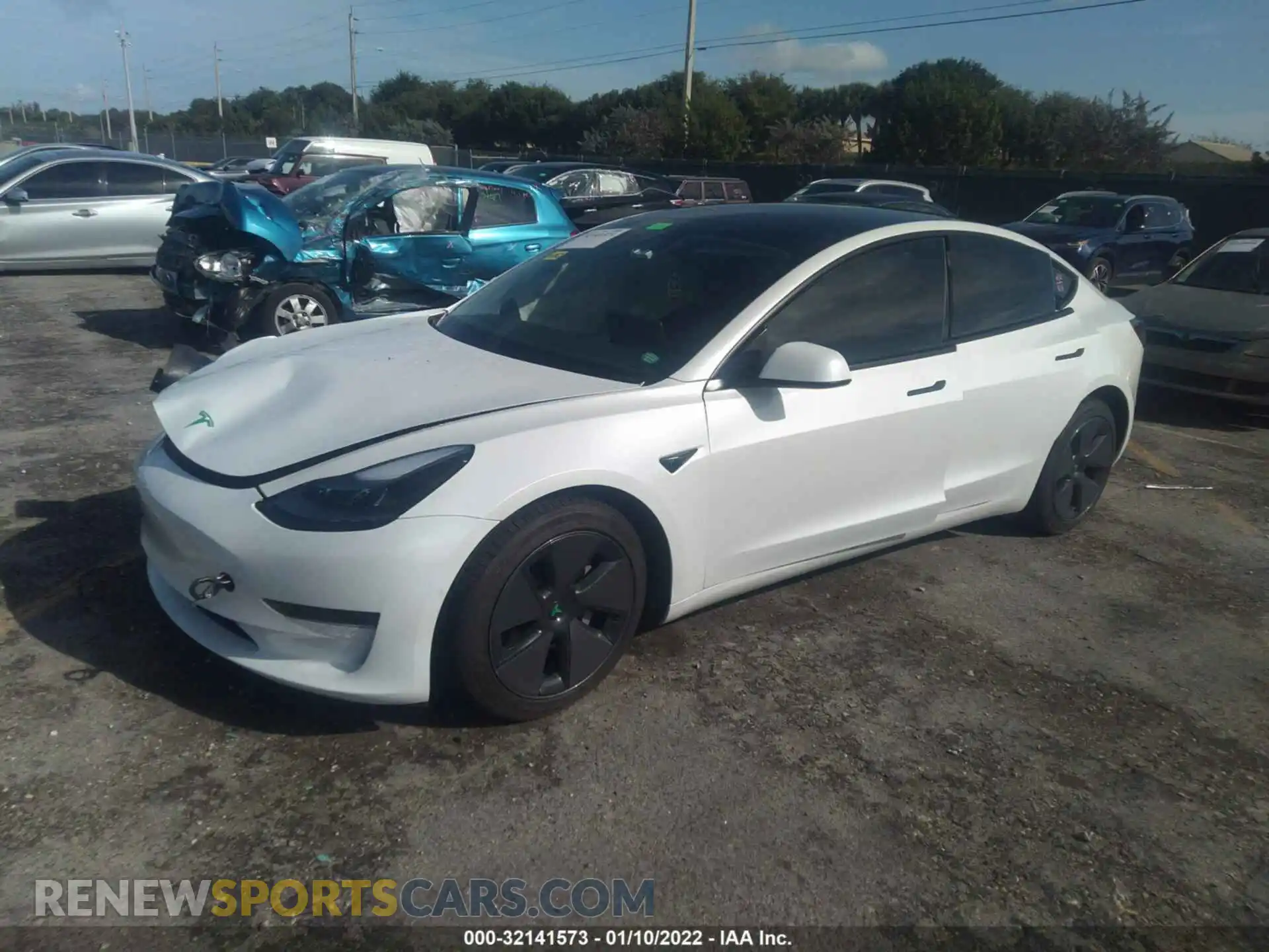 2 Photograph of a damaged car 5YJ3E1EA2MF985463 TESLA MODEL 3 2021