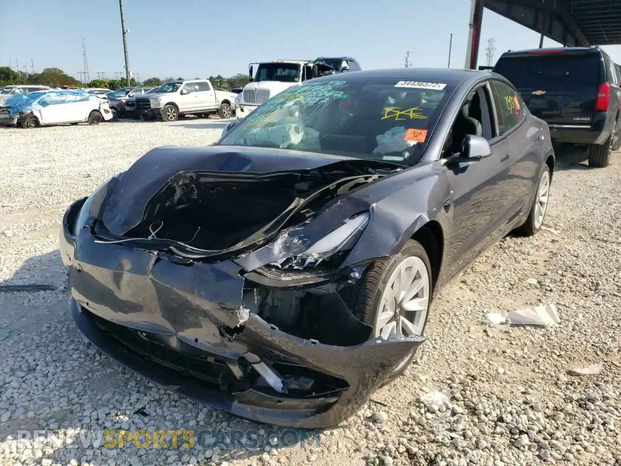 2 Photograph of a damaged car 5YJ3E1EA3MF058469 TESLA MODEL 3 2021