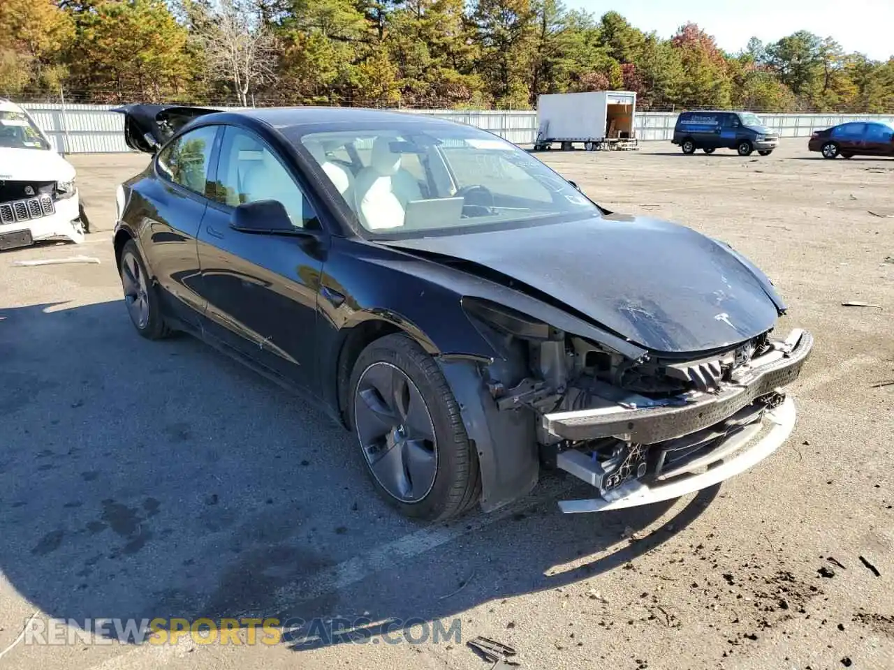 1 Photograph of a damaged car 5YJ3E1EA3MF989506 TESLA MODEL 3 2021