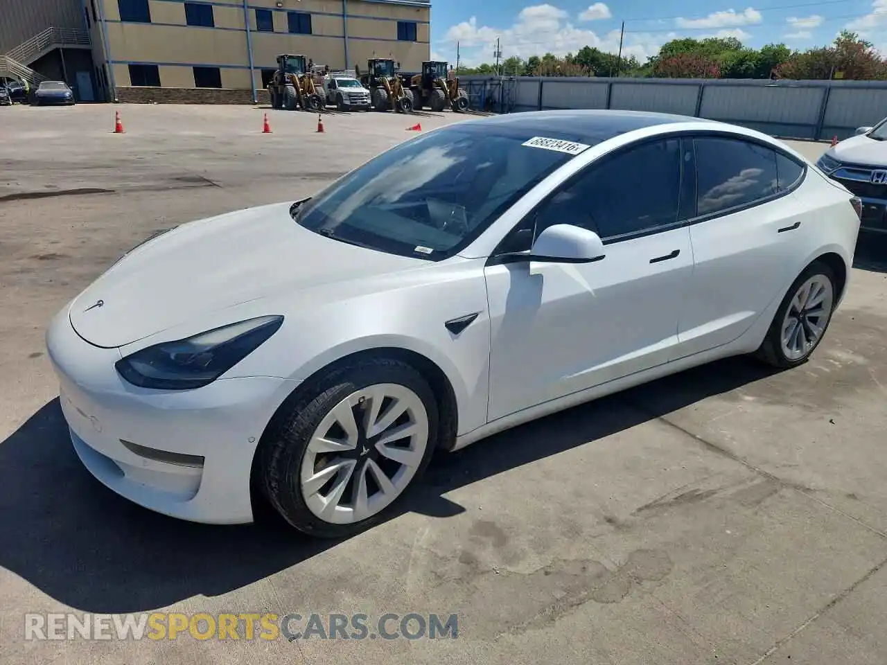 1 Photograph of a damaged car 5YJ3E1EA3MF994415 TESLA MODEL 3 2021