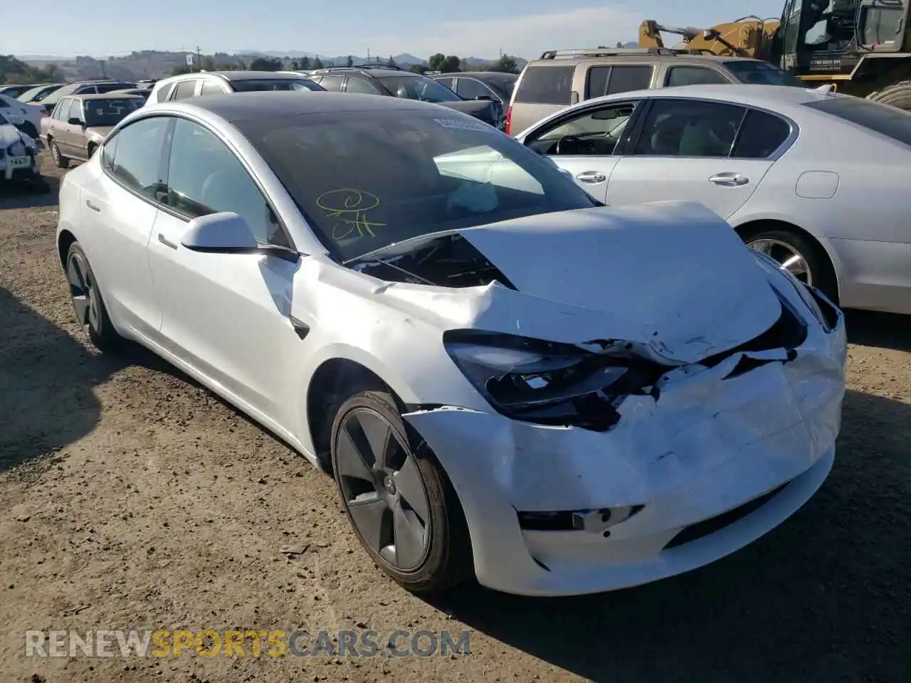 1 Photograph of a damaged car 5YJ3E1EA4MF021625 TESLA MODEL 3 2021