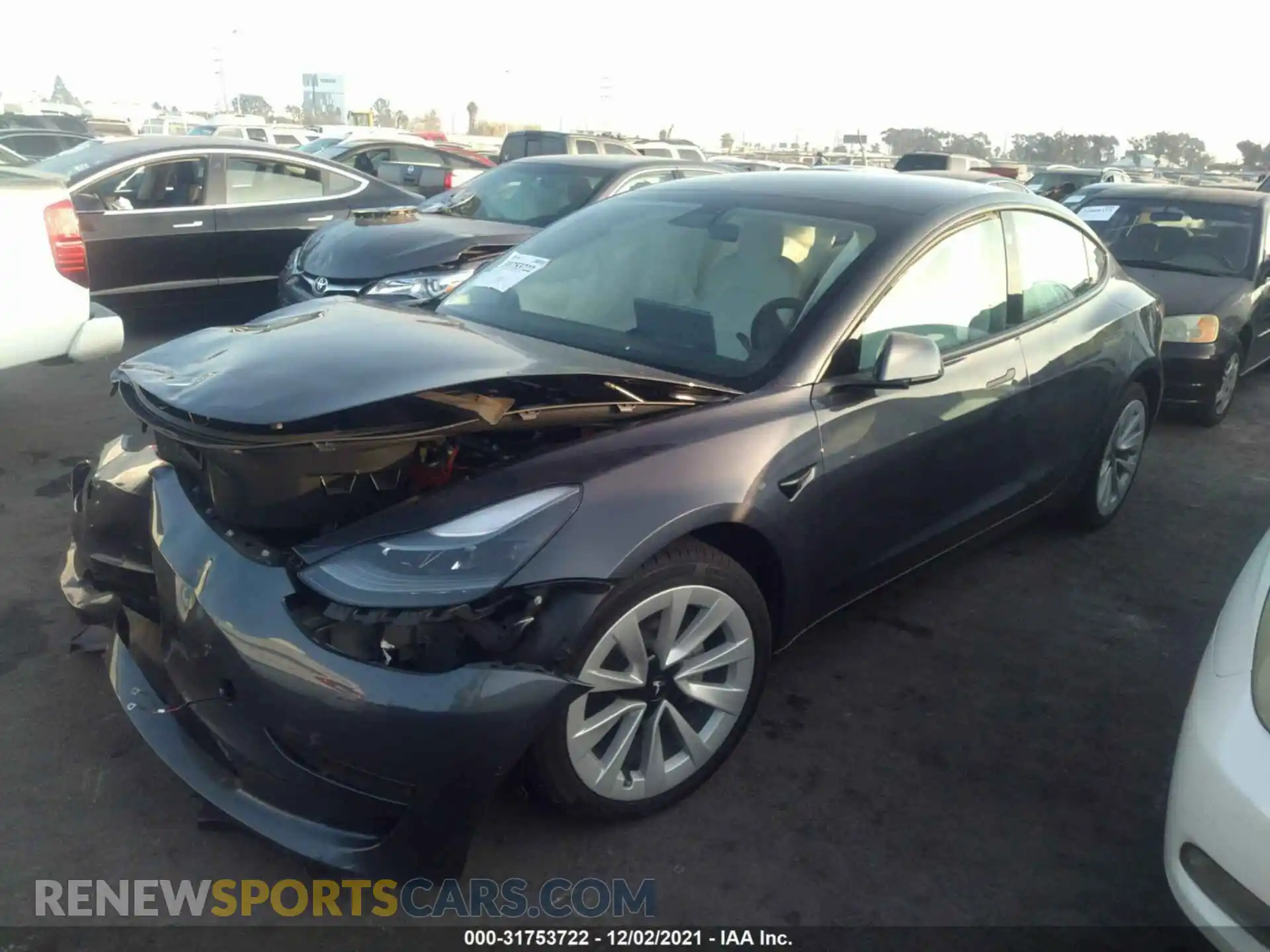 2 Photograph of a damaged car 5YJ3E1EA4MF074535 TESLA MODEL 3 2021