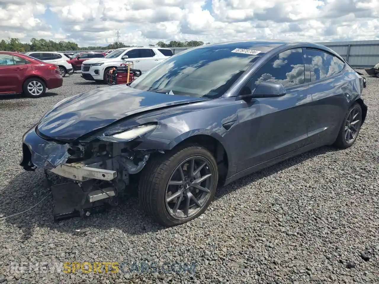 1 Photograph of a damaged car 5YJ3E1EA4MF087642 TESLA MODEL 3 2021