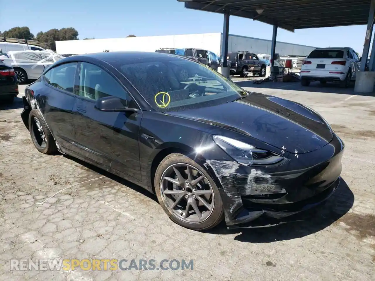 1 Photograph of a damaged car 5YJ3E1EA4MF093943 TESLA MODEL 3 2021