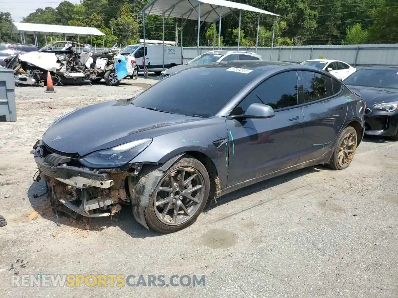 1 Photograph of a damaged car 5YJ3E1EA4MF914877 TESLA MODEL 3 2021