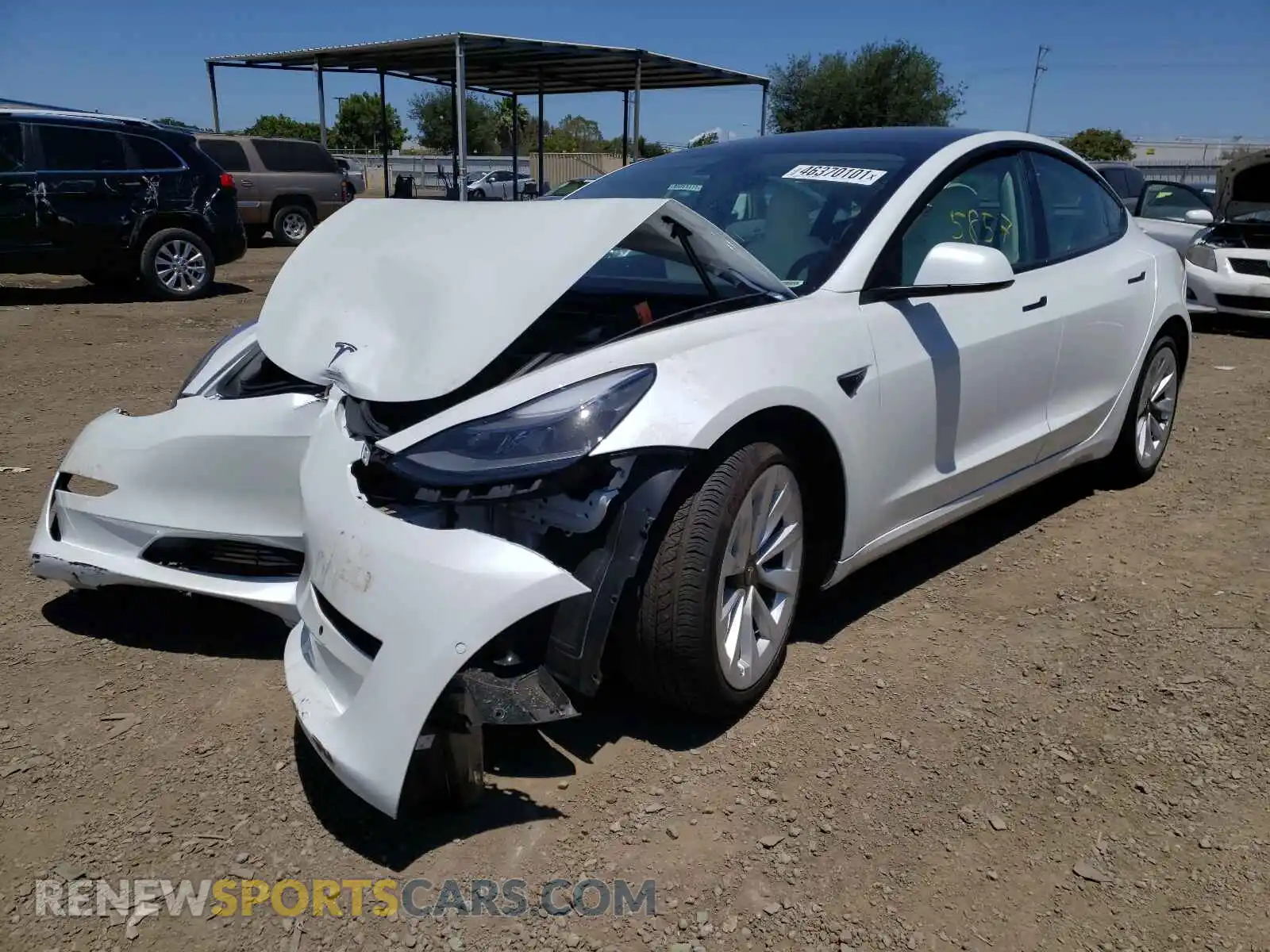 2 Photograph of a damaged car 5YJ3E1EA4MF927788 TESLA MODEL 3 2021