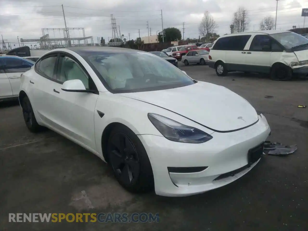 1 Photograph of a damaged car 5YJ3E1EA4MF987554 TESLA MODEL 3 2021