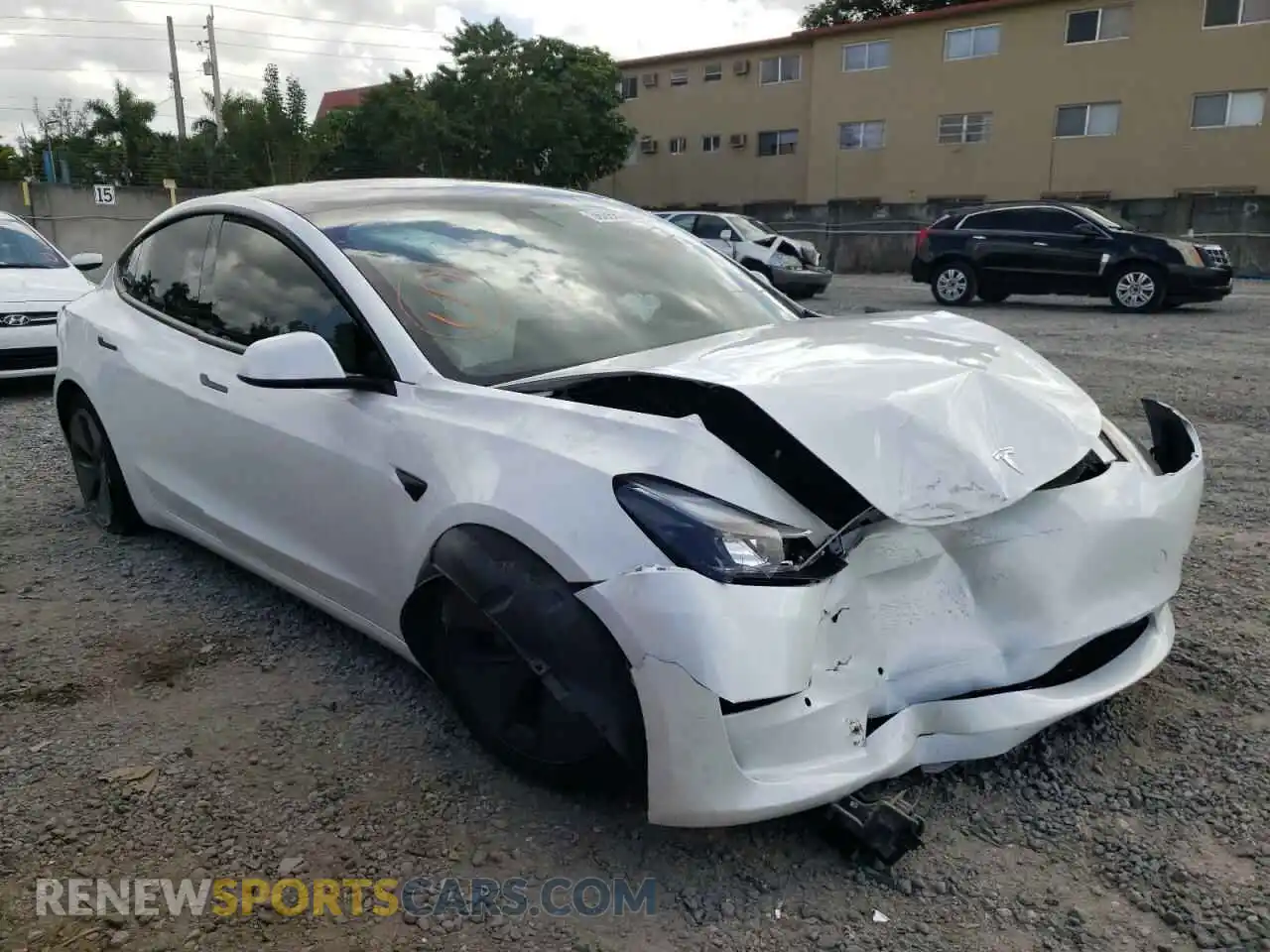 1 Photograph of a damaged car 5YJ3E1EA4MF989658 TESLA MODEL 3 2021