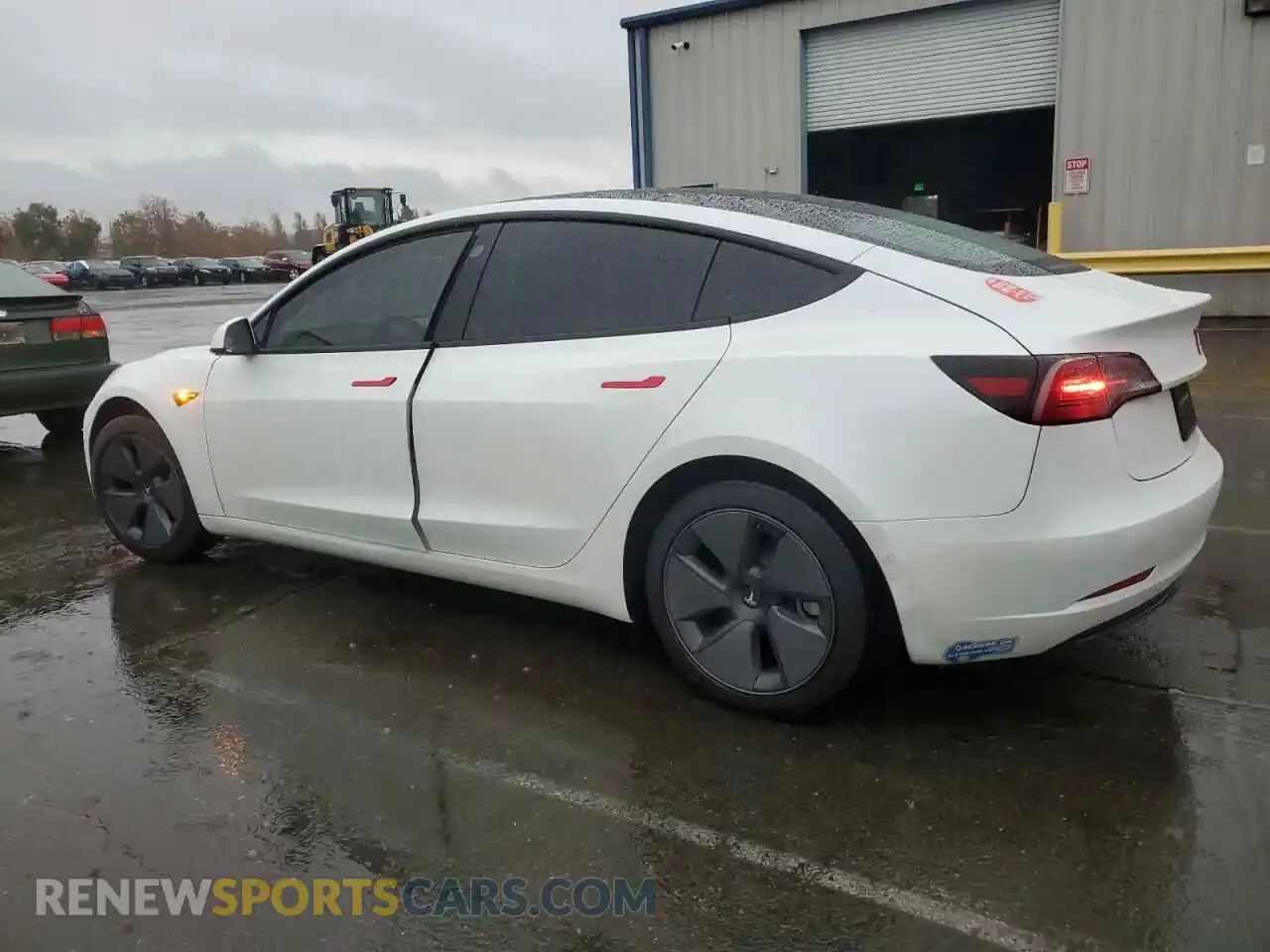 2 Photograph of a damaged car 5YJ3E1EA5MF075256 TESLA MODEL 3 2021
