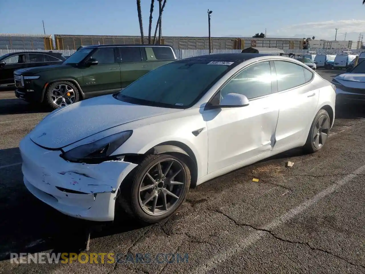 1 Photograph of a damaged car 5YJ3E1EA6MF877024 TESLA MODEL 3 2021