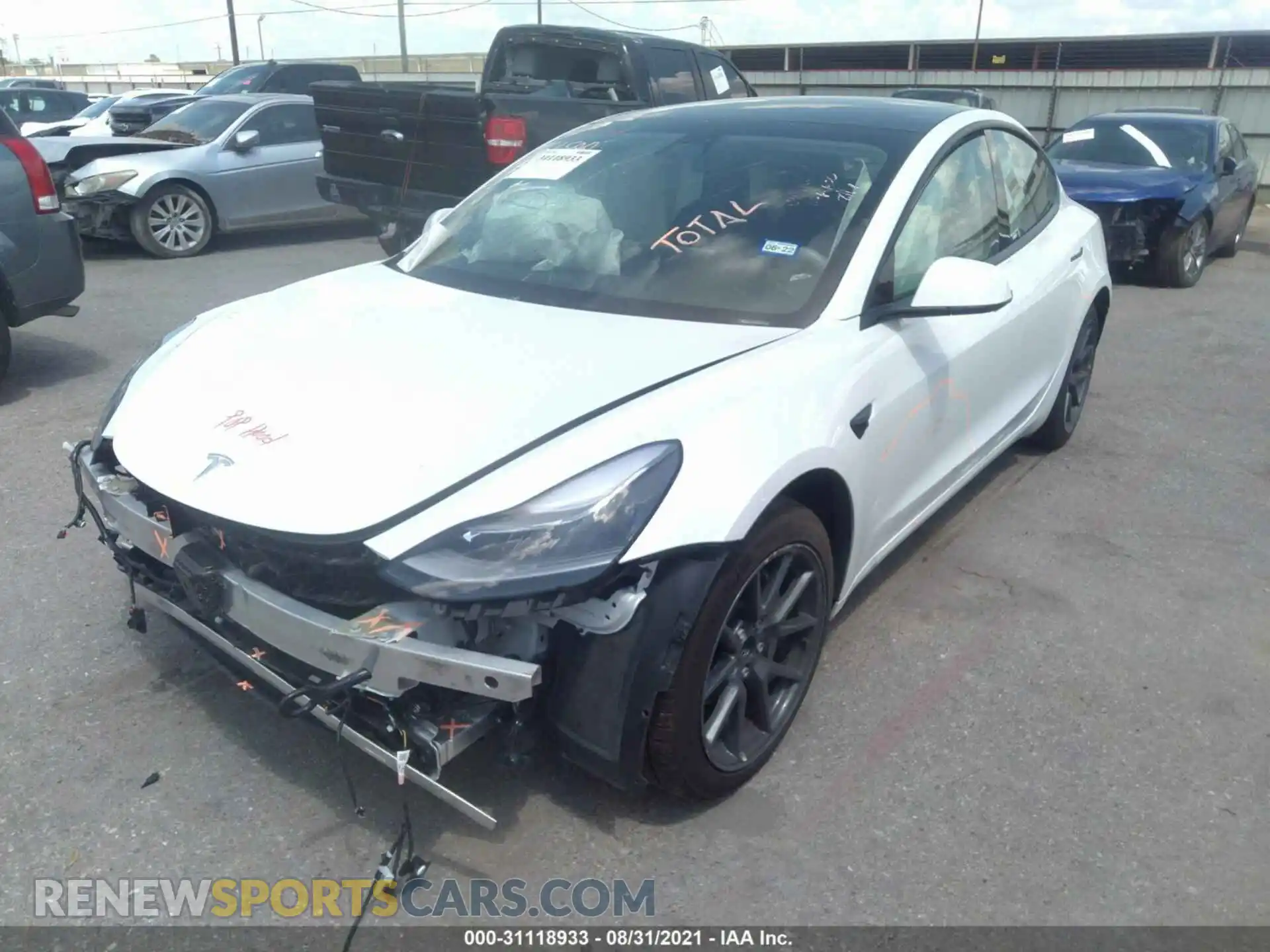 2 Photograph of a damaged car 5YJ3E1EA6MF976250 TESLA MODEL 3 2021