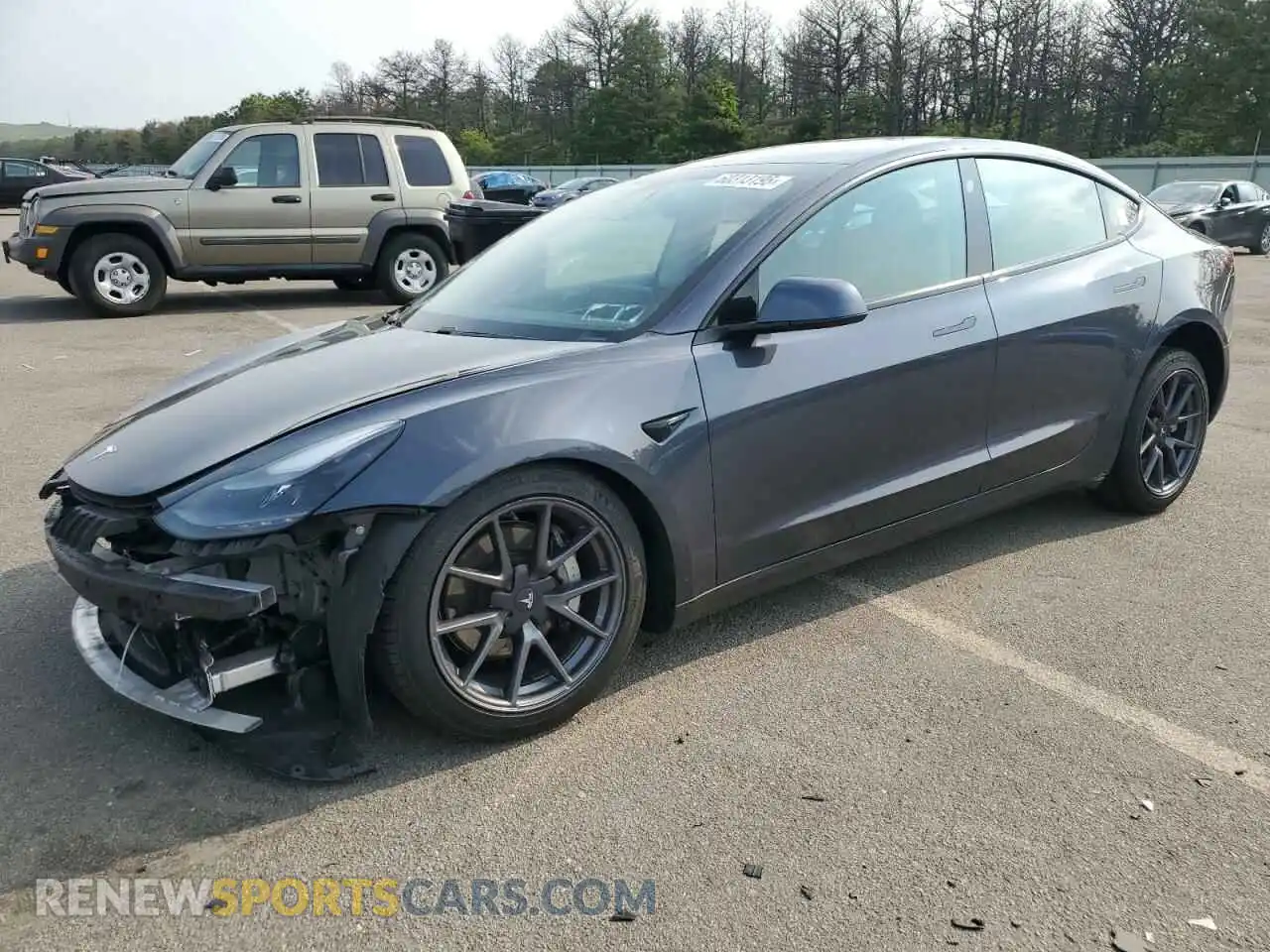 1 Photograph of a damaged car 5YJ3E1EA7MF022218 TESLA MODEL 3 2021