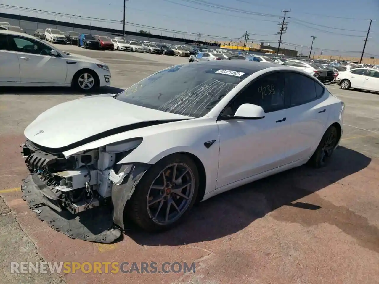 2 Photograph of a damaged car 5YJ3E1EA7MF029587 TESLA MODEL 3 2021