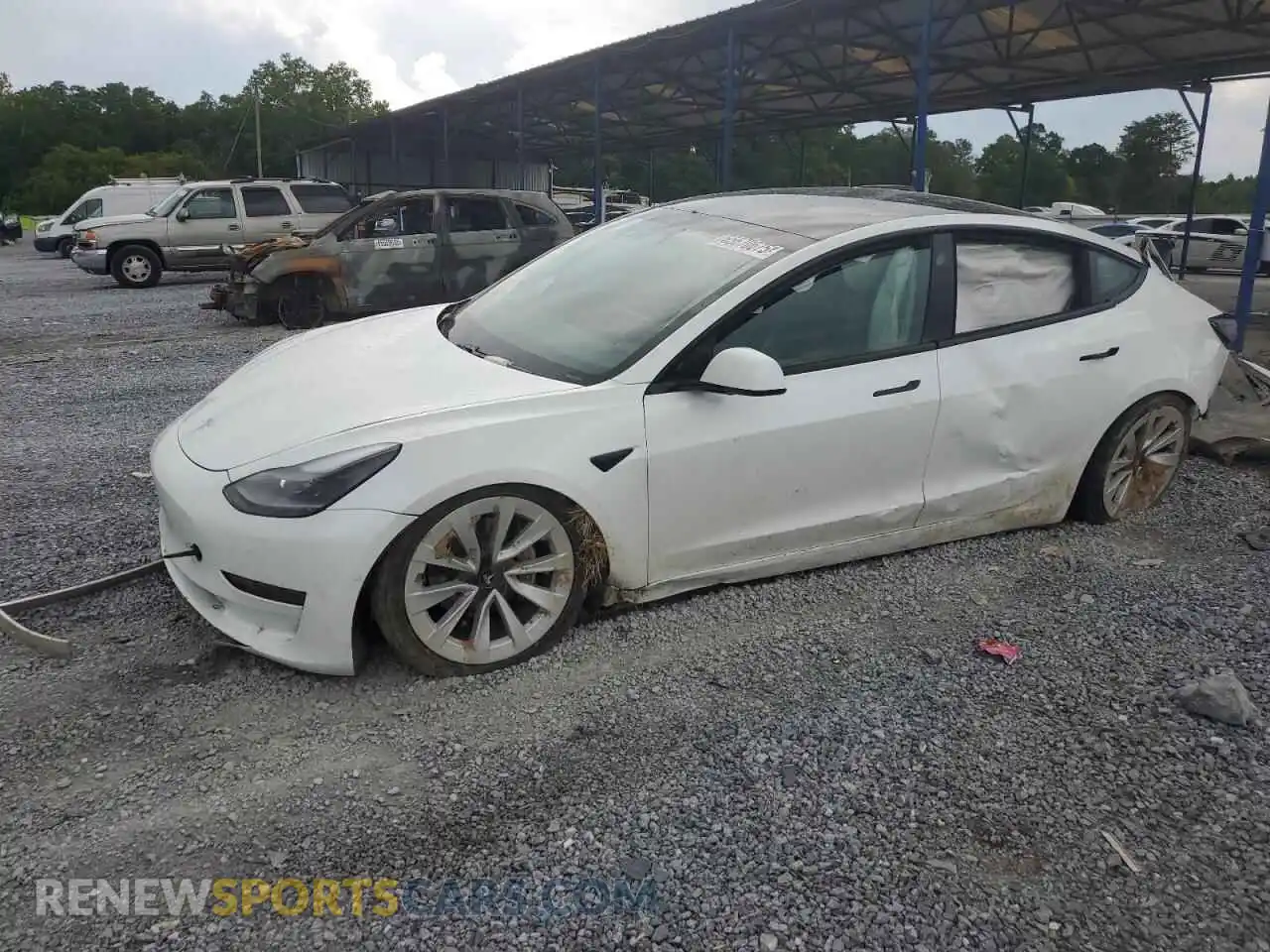 1 Photograph of a damaged car 5YJ3E1EA7MF058135 TESLA MODEL 3 2021