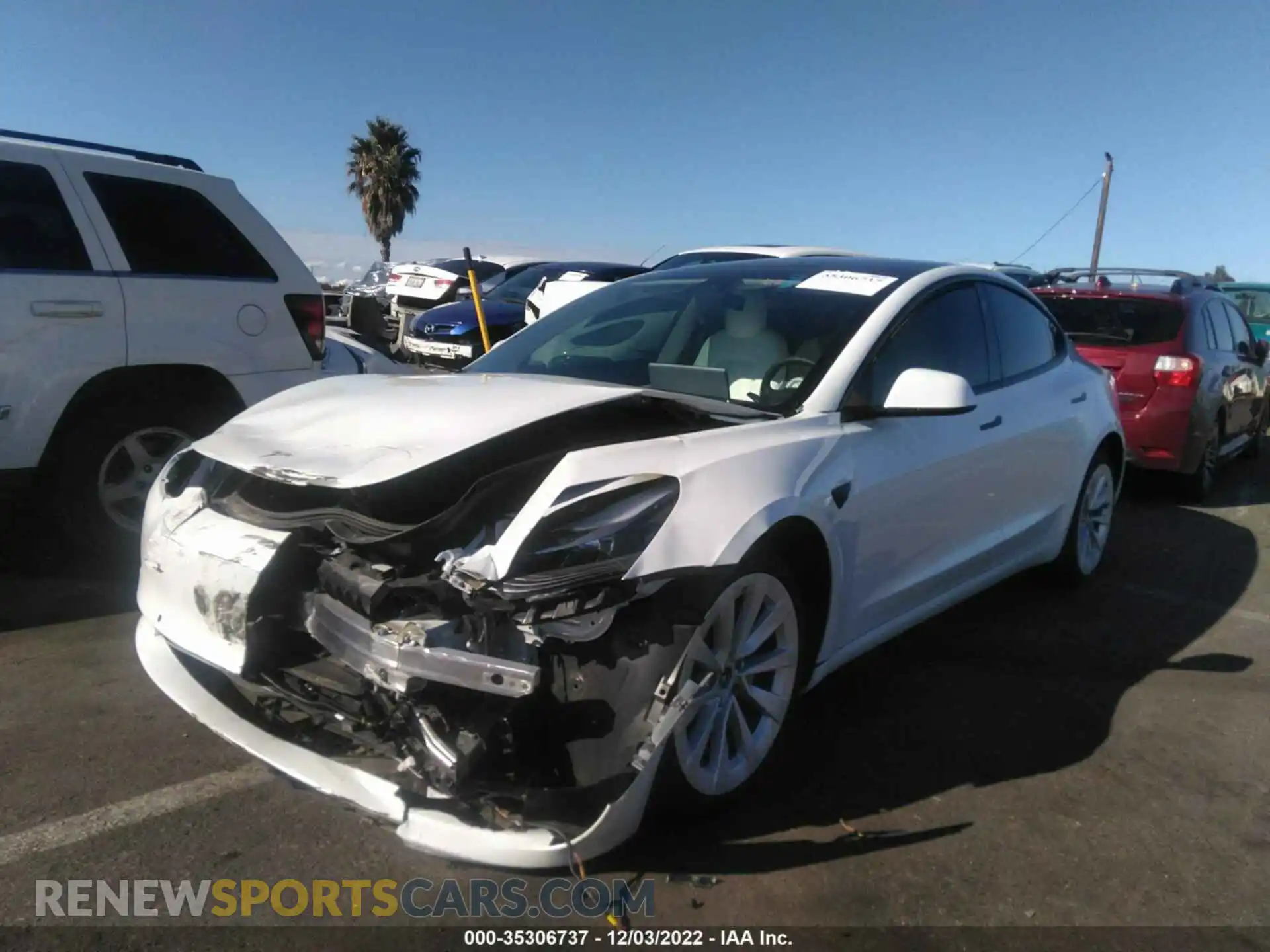 2 Photograph of a damaged car 5YJ3E1EA7MF870017 TESLA MODEL 3 2021