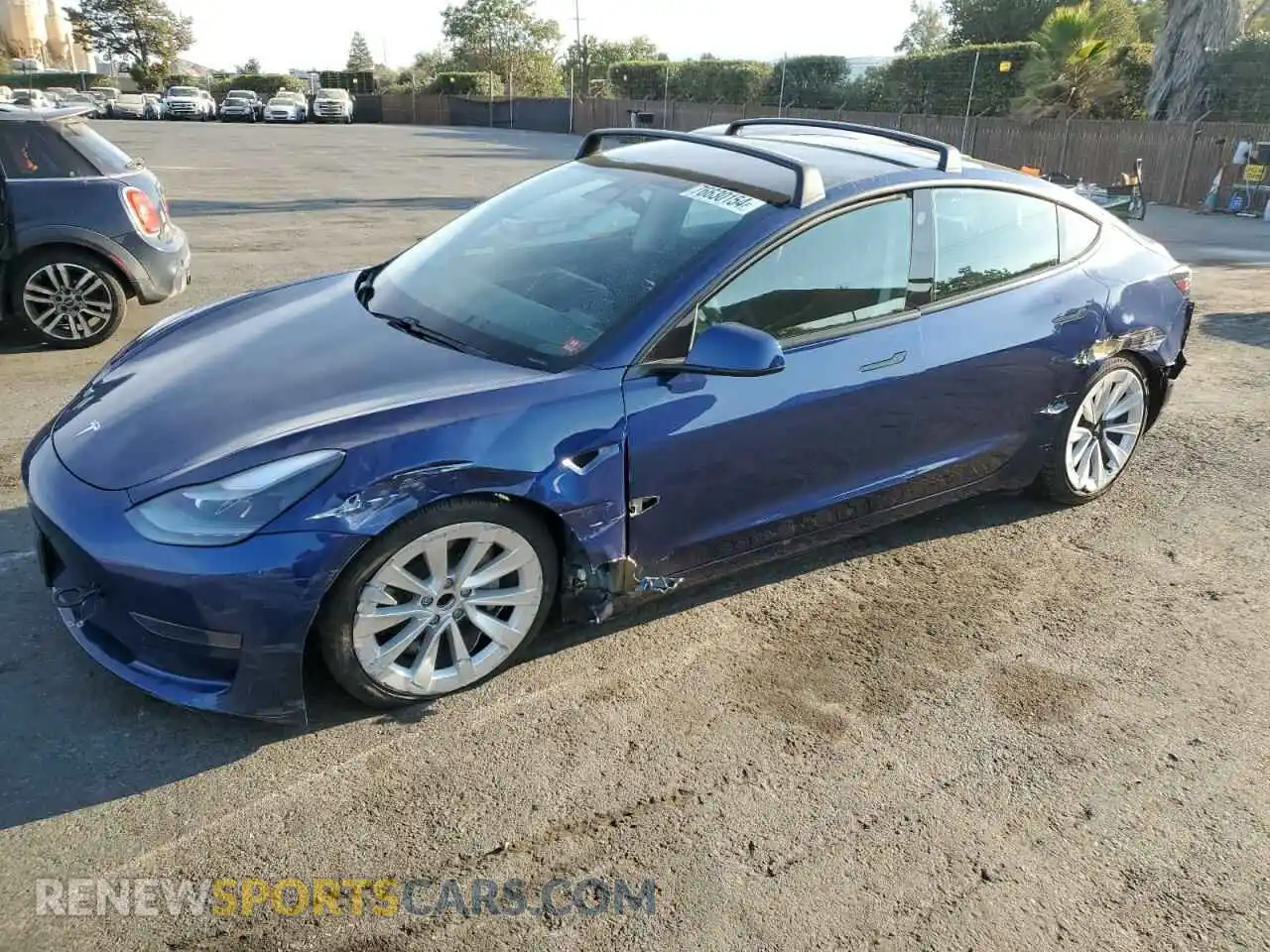 1 Photograph of a damaged car 5YJ3E1EA7MF977732 TESLA MODEL 3 2021