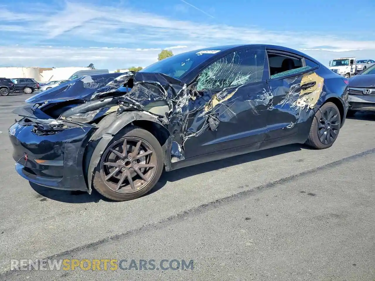 1 Photograph of a damaged car 5YJ3E1EAXMF074992 TESLA MODEL 3 2021