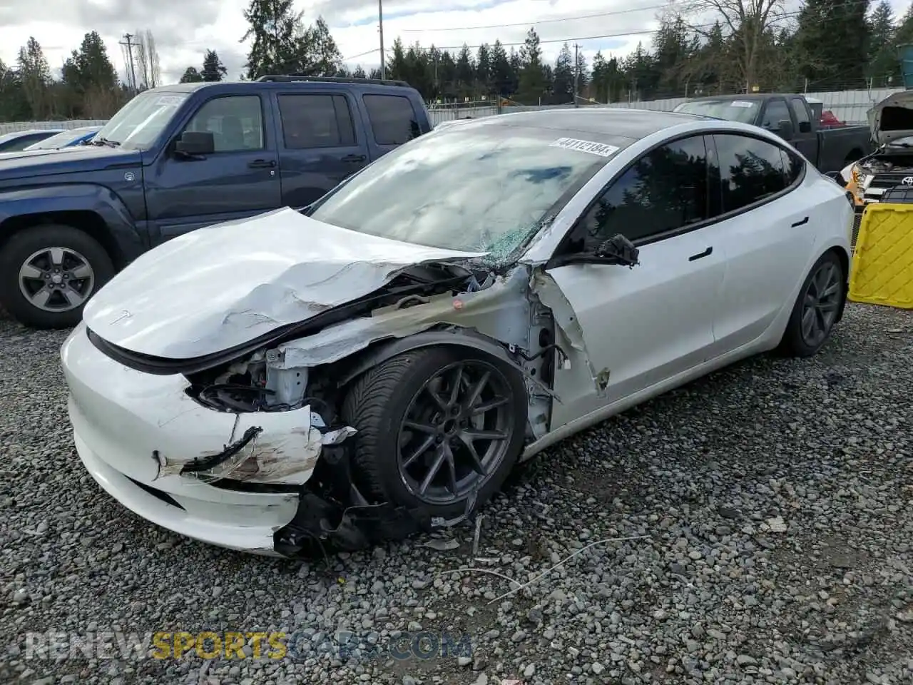 1 Photograph of a damaged car 5YJ3E1EAXMF873252 TESLA MODEL 3 2021
