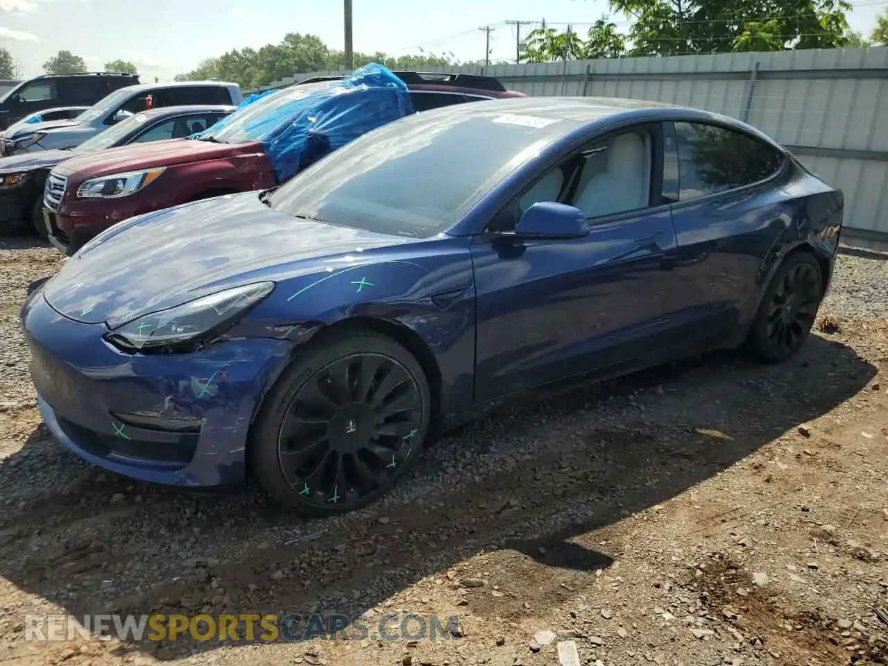 1 Photograph of a damaged car 5YJ3E1EB0MF034994 TESLA MODEL 3 2021
