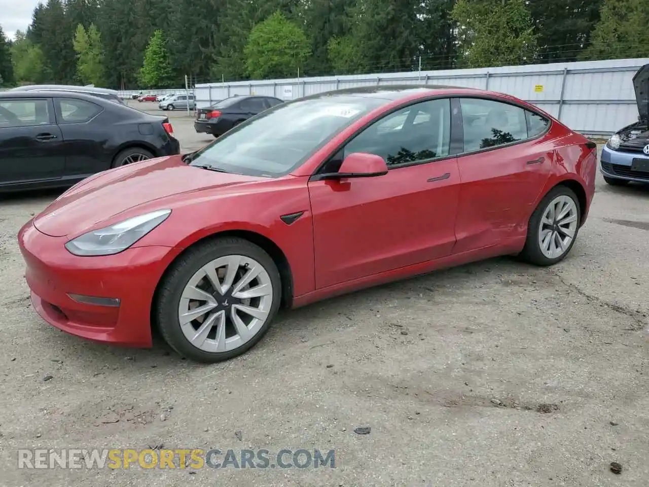 1 Photograph of a damaged car 5YJ3E1EB0MF055411 TESLA MODEL 3 2021