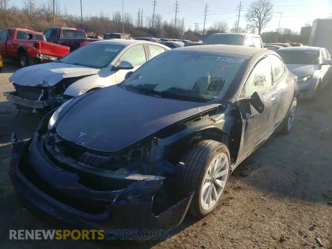 2 Photograph of a damaged car 5YJ3E1EB0MF903268 TESLA MODEL 3 2021