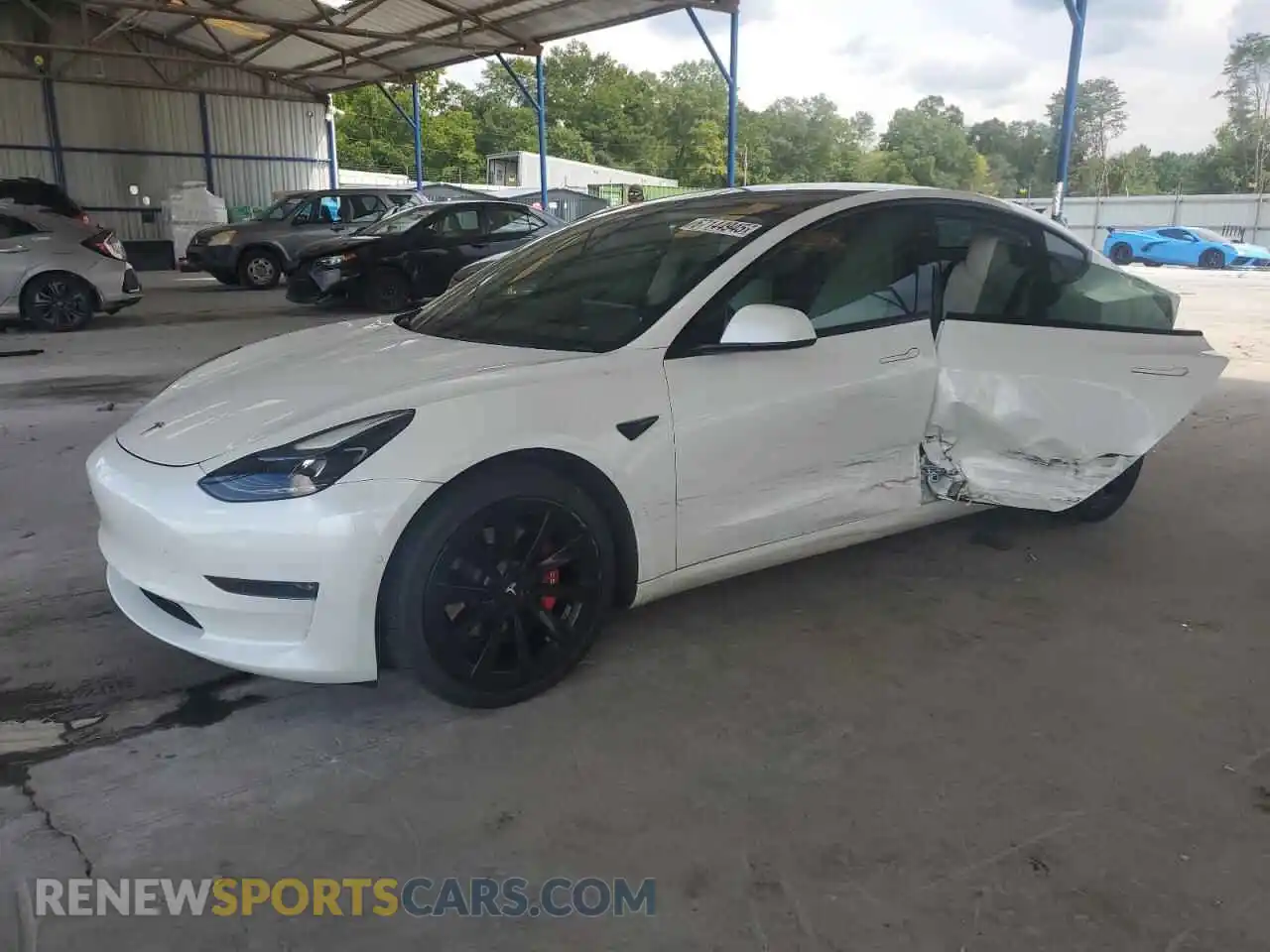 1 Photograph of a damaged car 5YJ3E1EB0MF916098 TESLA MODEL 3 2021