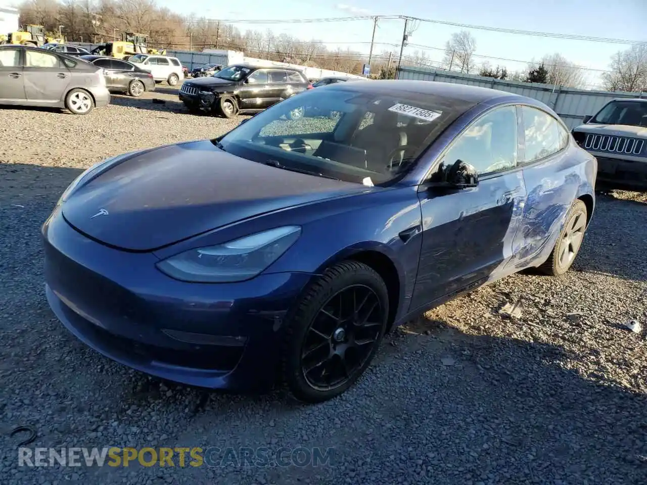 1 Photograph of a damaged car 5YJ3E1EB1MF050086 TESLA MODEL 3 2021