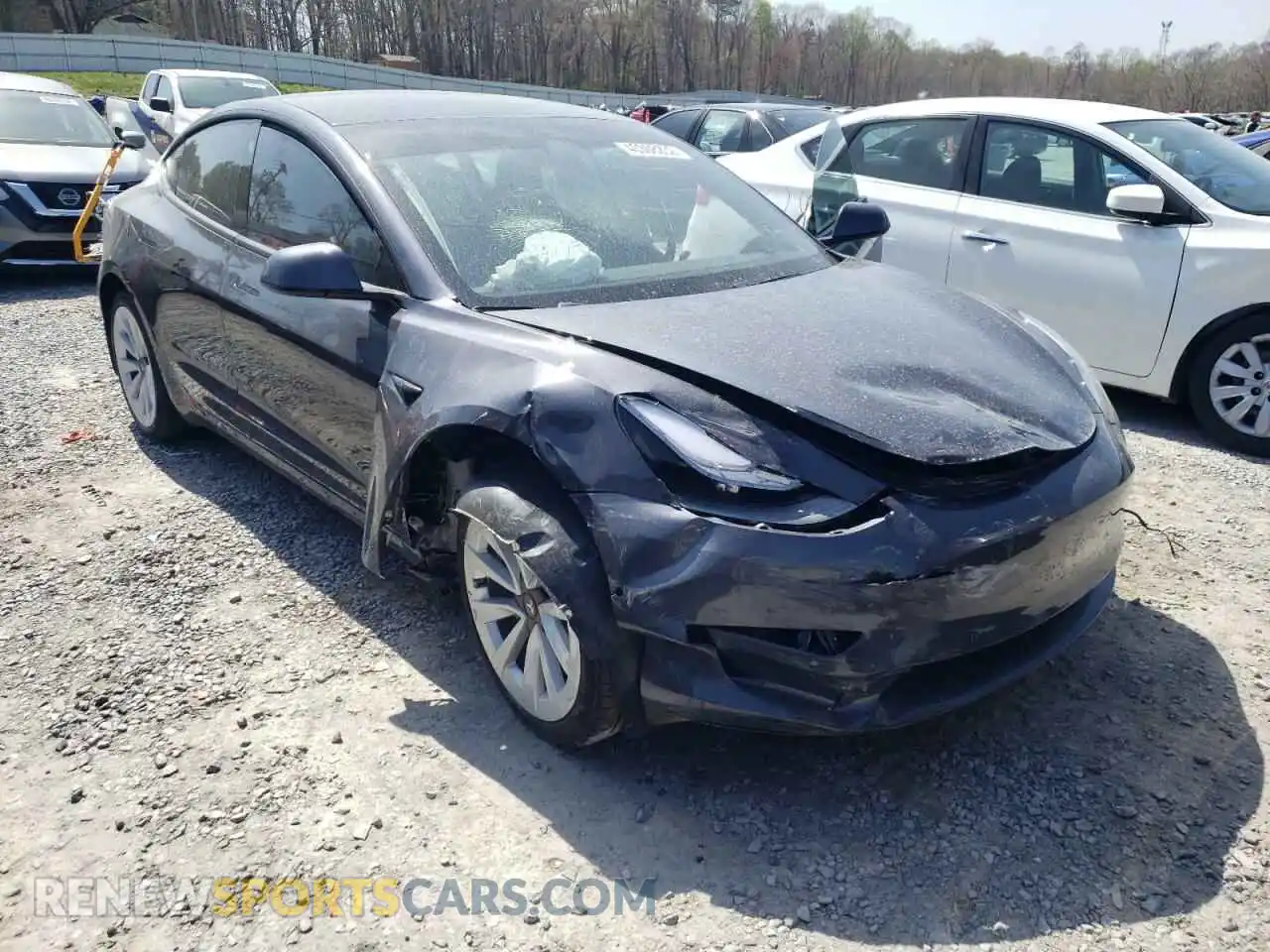 1 Photograph of a damaged car 5YJ3E1EB1MF056437 TESLA MODEL 3 2021
