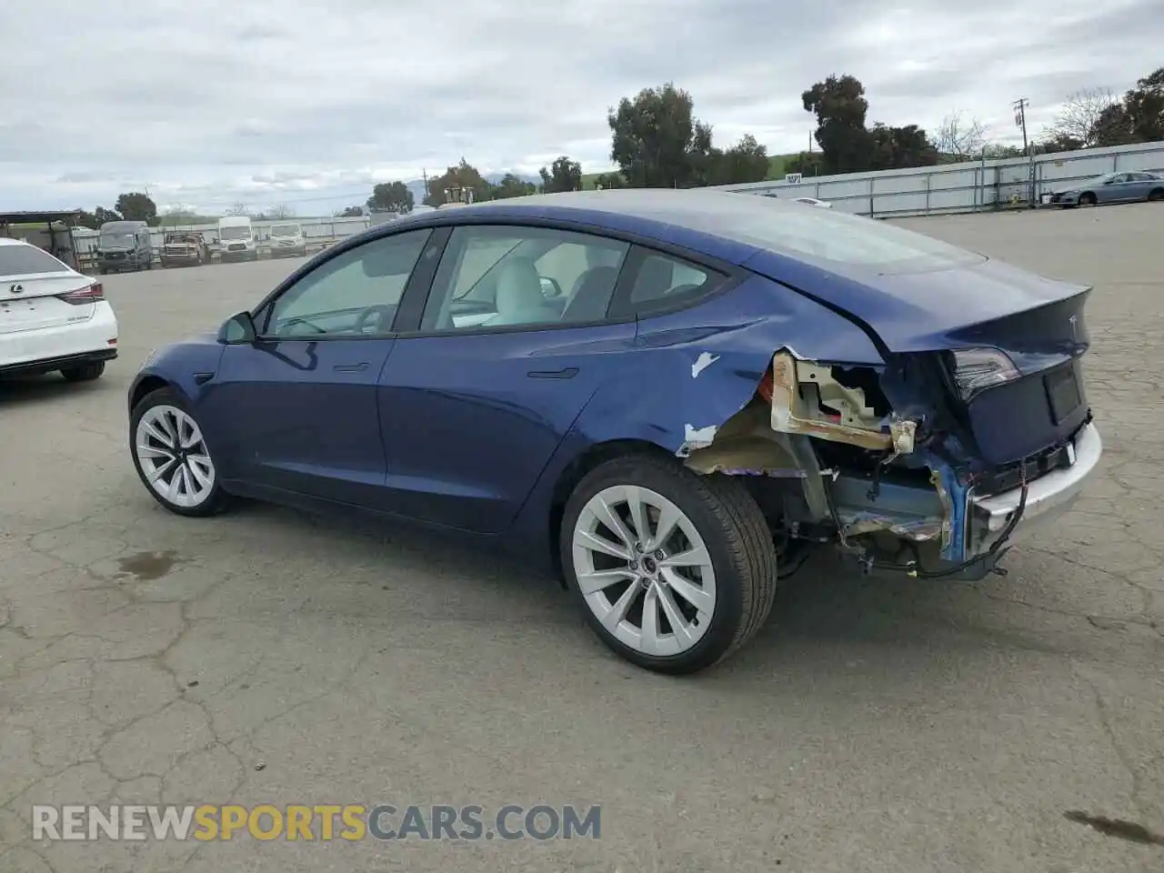 2 fotografías del automóvil dañado 5YJ3E1EB1MF877599 TESLA MODEL 3 2021