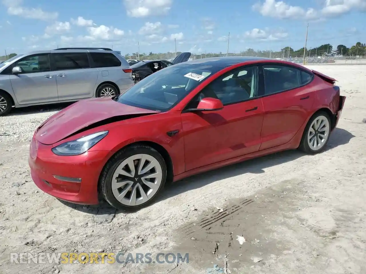 1 Photograph of a damaged car 5YJ3E1EB2MF035449 TESLA MODEL 3 2021