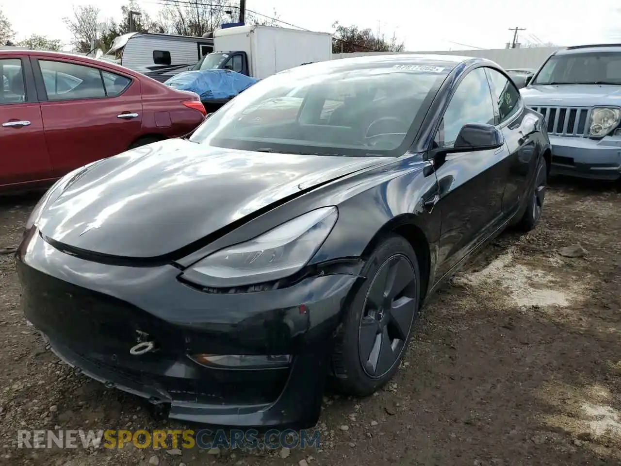 1 Photograph of a damaged car 5YJ3E1EB3MF924647 TESLA MODEL 3 2021