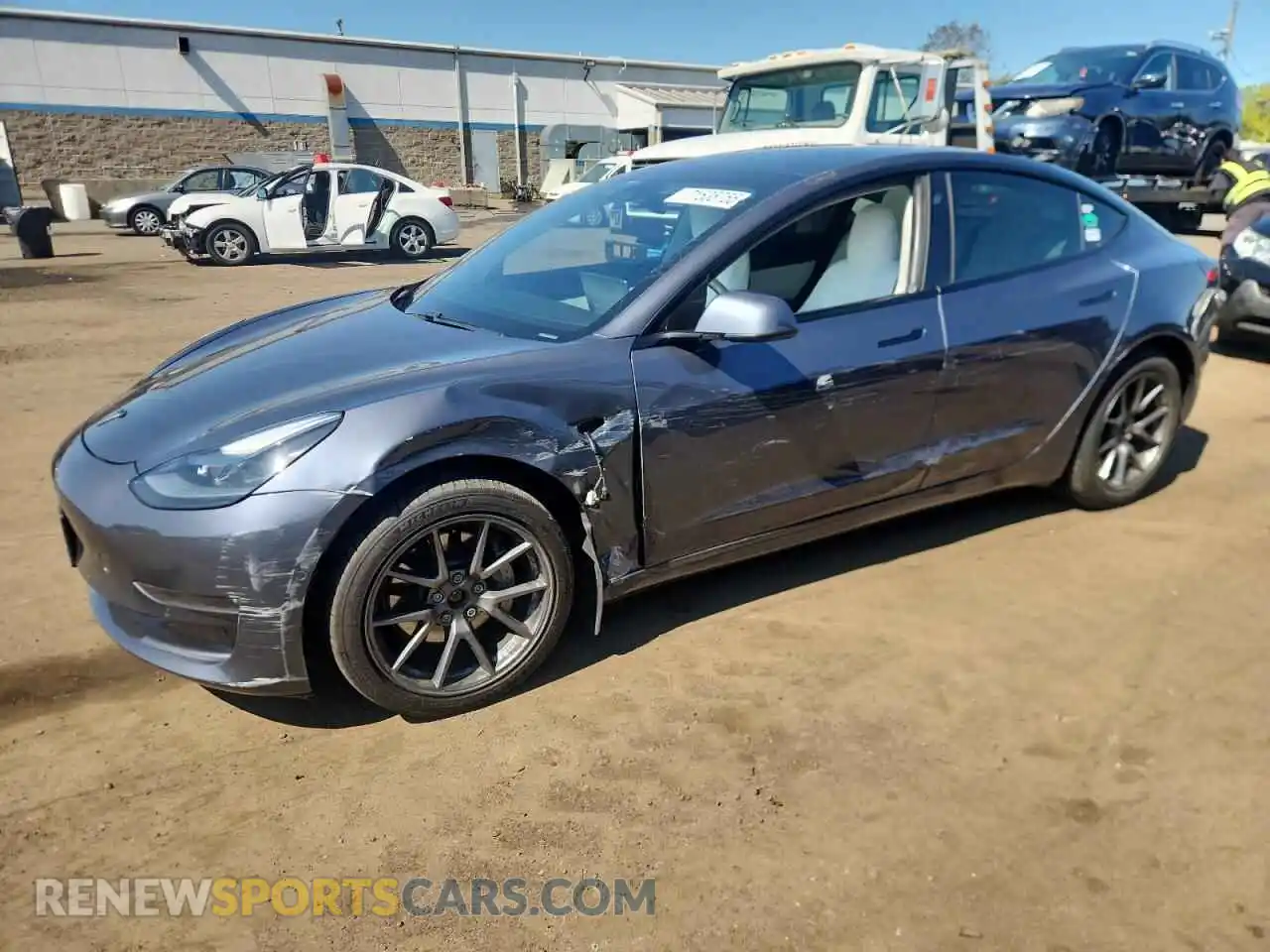 1 Photograph of a damaged car 5YJ3E1EB3MF926690 TESLA MODEL 3 2021