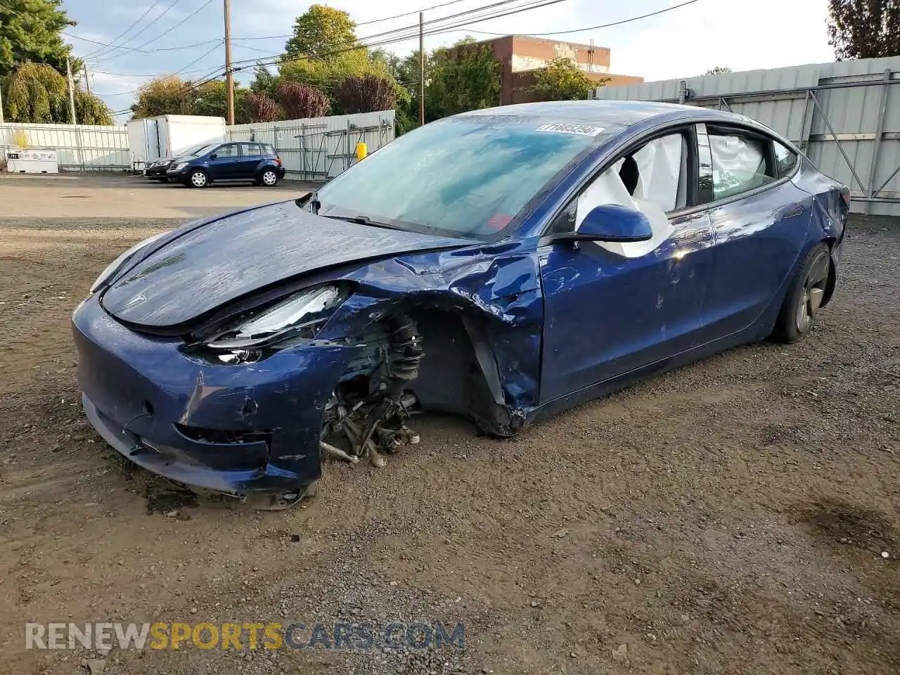 1 Photograph of a damaged car 5YJ3E1EB4MF019754 TESLA MODEL 3 2021