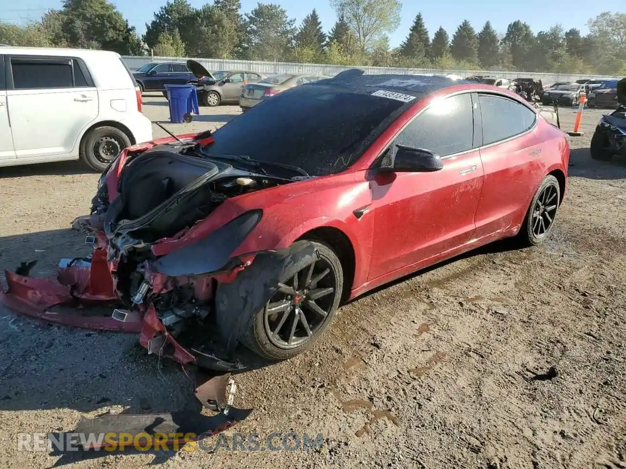 1 Photograph of a damaged car 5YJ3E1EB5MF927999 TESLA MODEL 3 2021