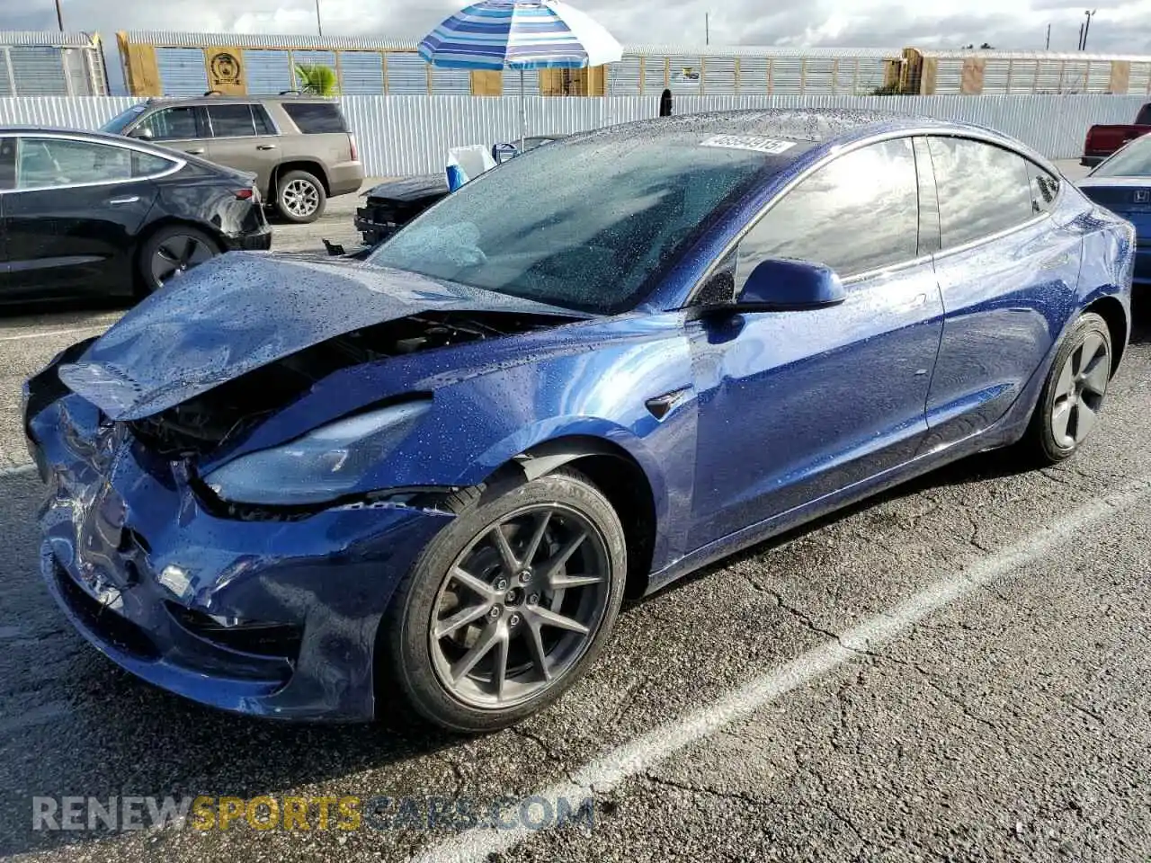 1 Photograph of a damaged car 5YJ3E1EB6MF001093 TESLA MODEL 3 2021