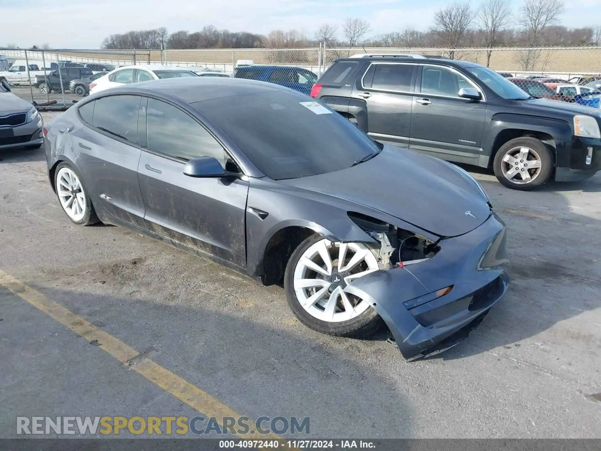 1 Photograph of a damaged car 5YJ3E1EB6MF049385 TESLA MODEL 3 2021