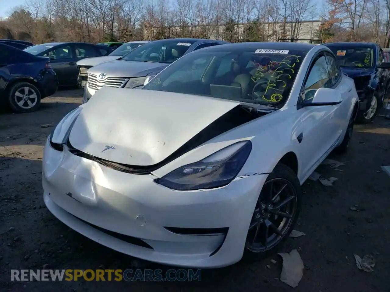 2 Photograph of a damaged car 5YJ3E1EB6MF055302 TESLA MODEL 3 2021