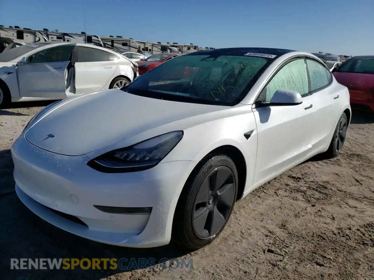 2 fotografías del automóvil dañado 5YJ3E1EB6MF859129 TESLA MODEL 3 2021