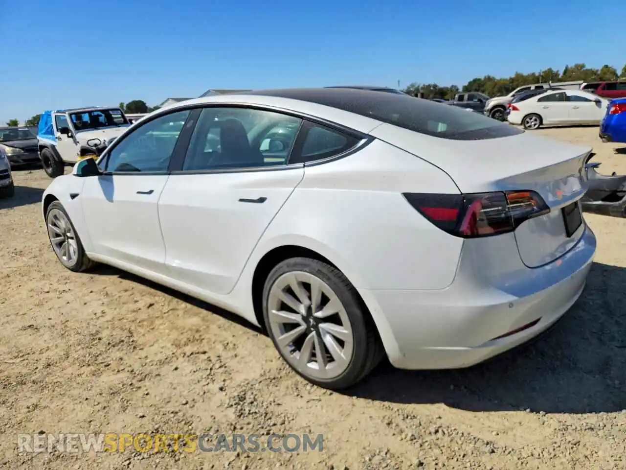 2 fotografías del automóvil dañado 5YJ3E1EB7MF010157 TESLA MODEL 3 2021