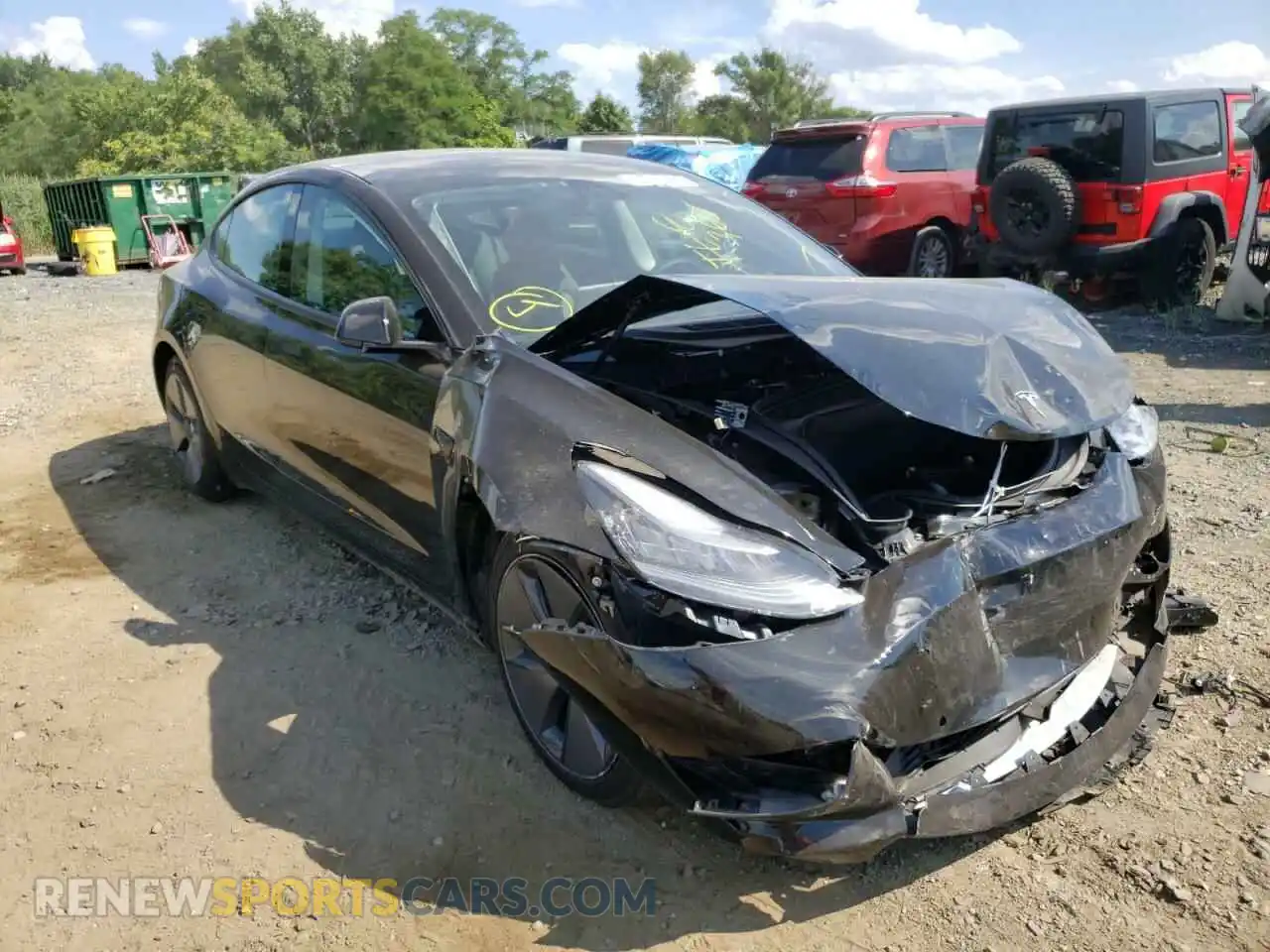 1 Photograph of a damaged car 5YJ3E1EB7MF836698 TESLA MODEL 3 2021