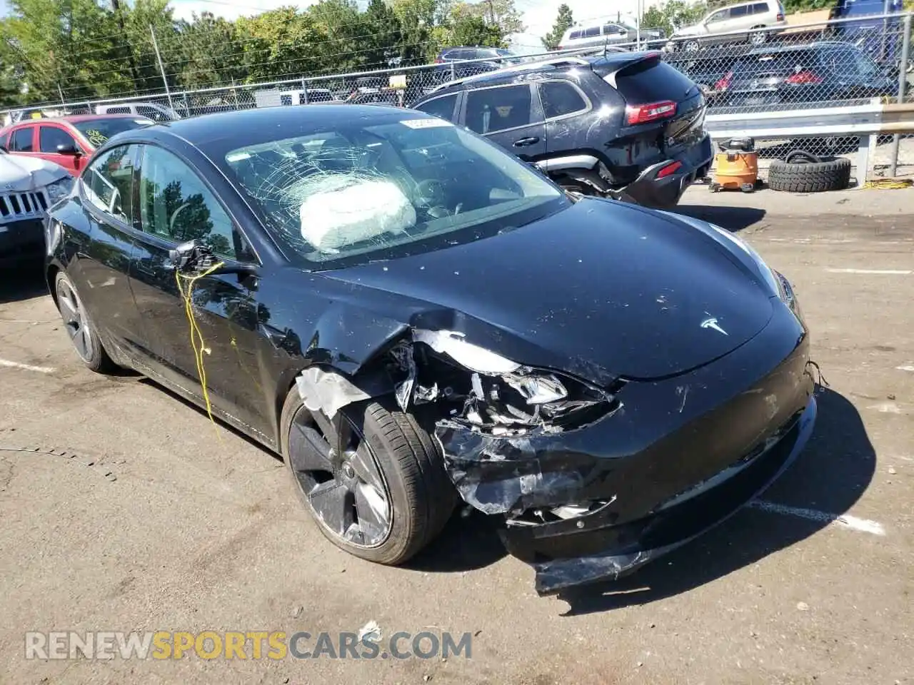 1 Photograph of a damaged car 5YJ3E1EB7MF906460 TESLA MODEL 3 2021