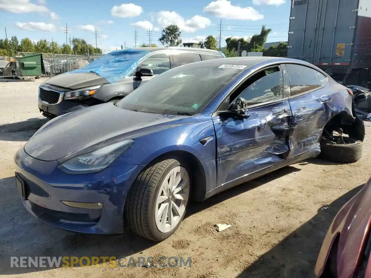 1 Photograph of a damaged car 5YJ3E1EB8MF849508 TESLA MODEL 3 2021