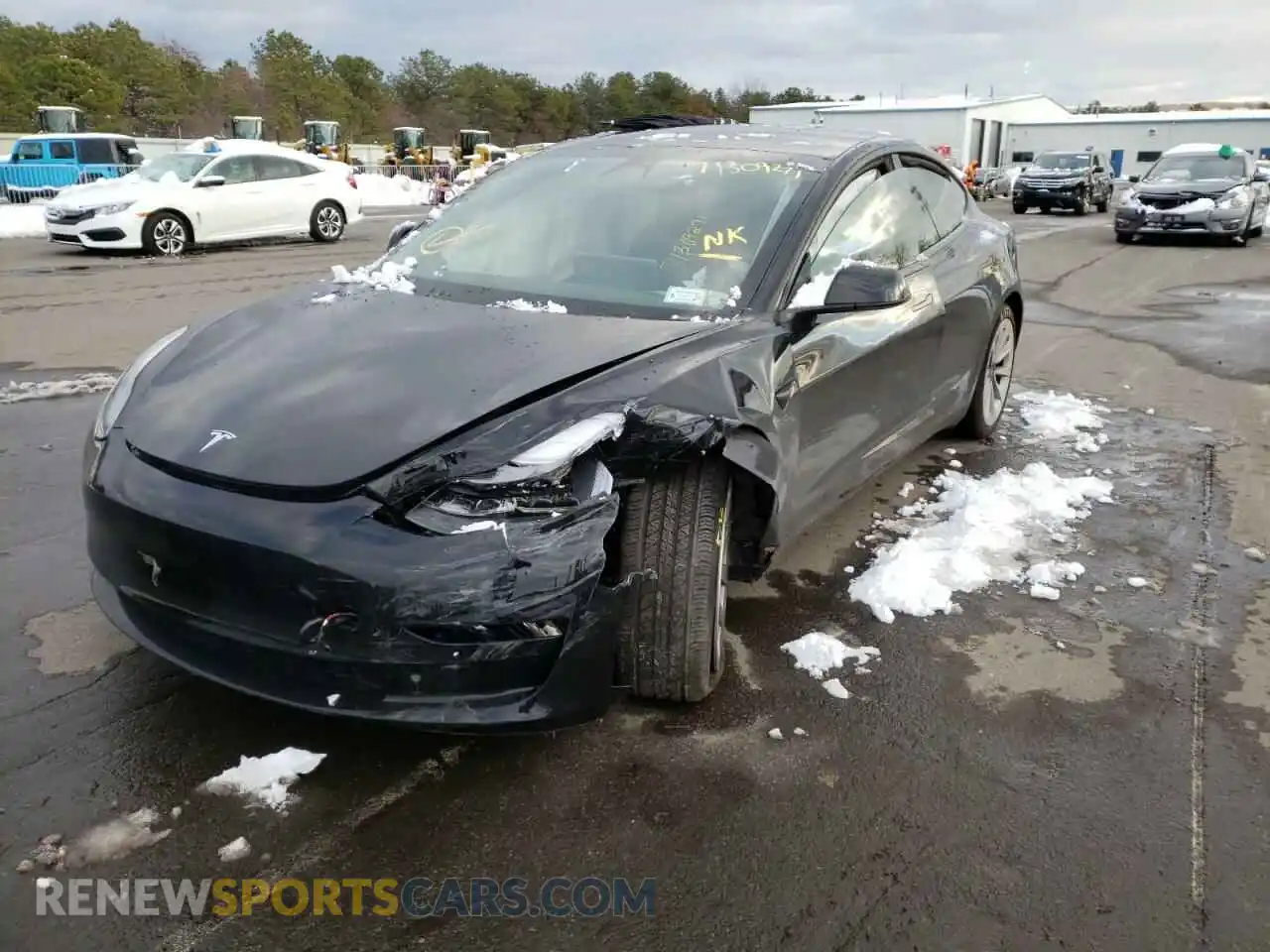 2 Photograph of a damaged car 5YJ3E1EB9MF059392 TESLA MODEL 3 2021
