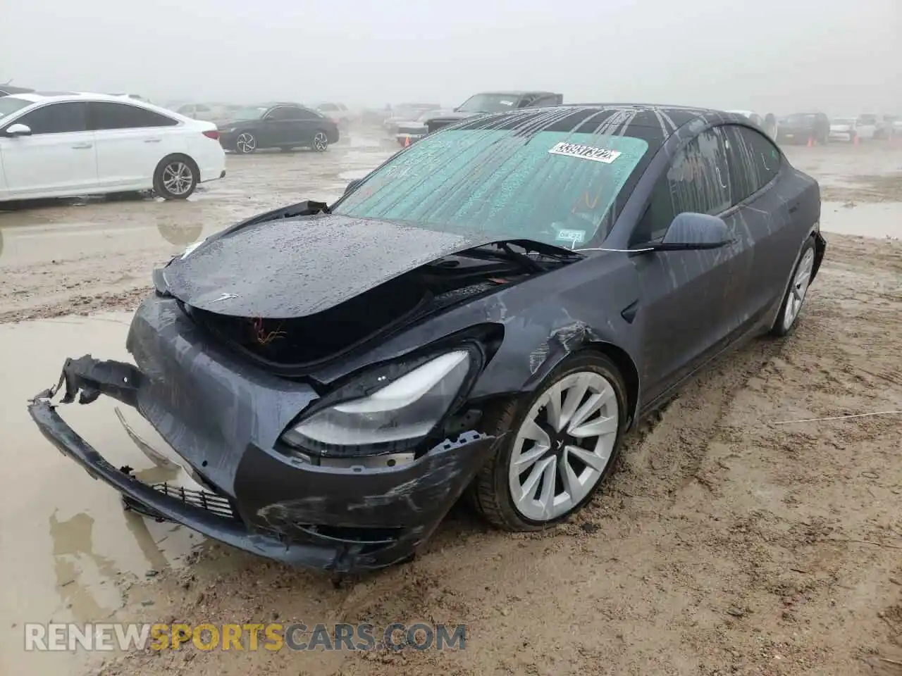 2 fotografías del automóvil dañado 5YJ3E1EB9MF916195 TESLA MODEL 3 2021