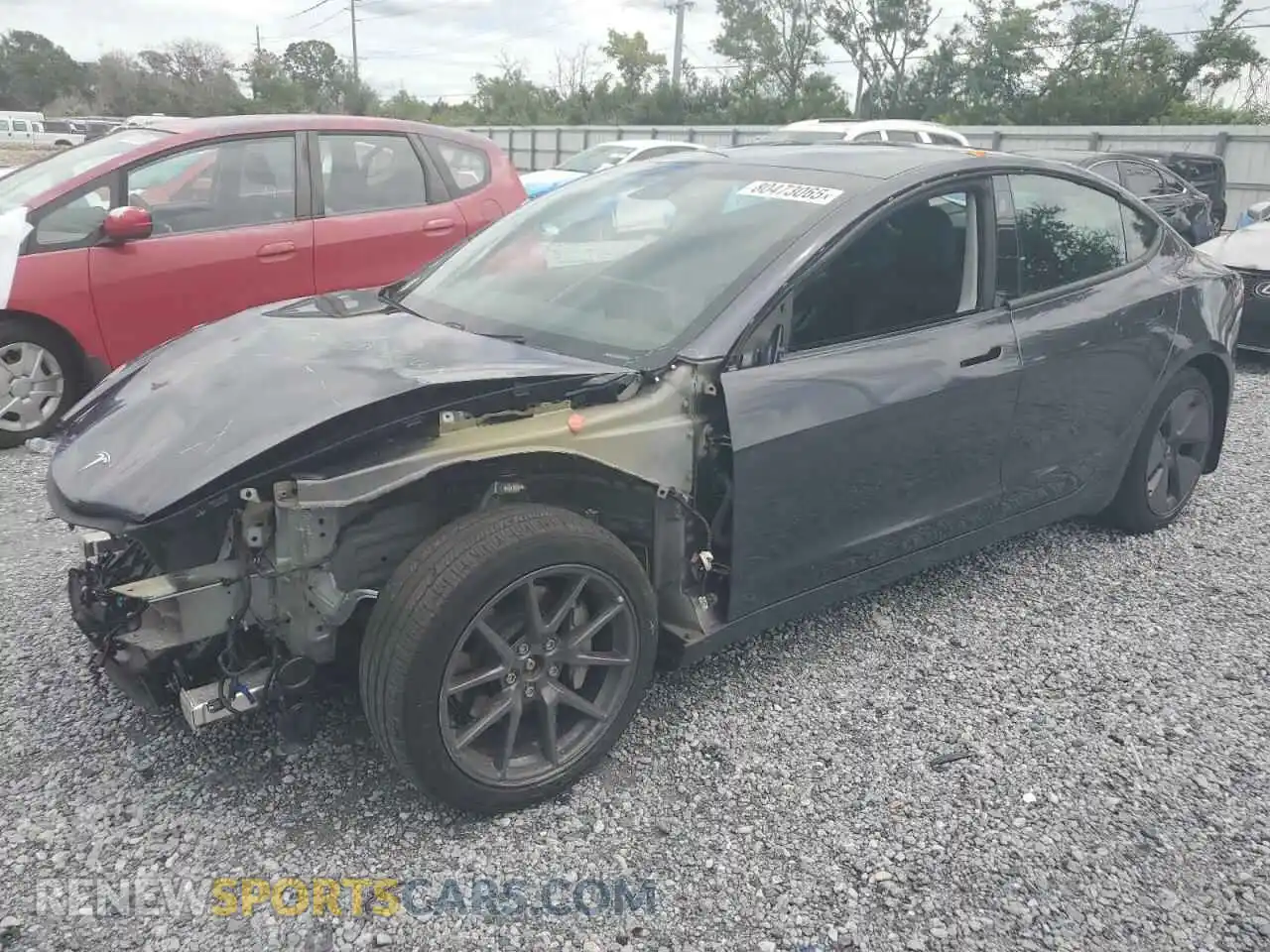 1 Photograph of a damaged car 5YJ3E1EBXMF032668 TESLA MODEL 3 2021