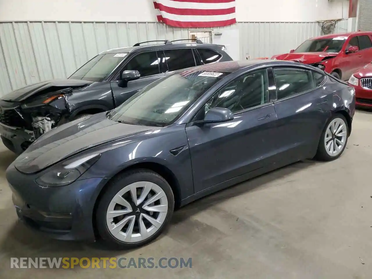 1 Photograph of a damaged car 5YJ3E1EBXMF064746 TESLA MODEL 3 2021