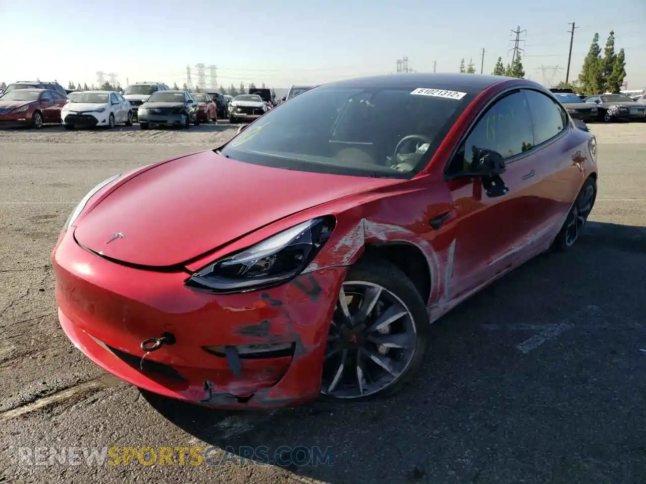 2 Photograph of a damaged car 5YJ3E1EBXMF085466 TESLA MODEL 3 2021