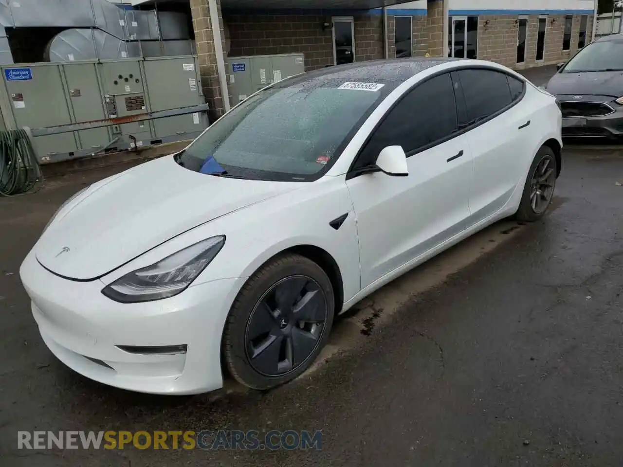 1 Photograph of a damaged car 5YJ3E1EBXMF852894 TESLA MODEL 3 2021