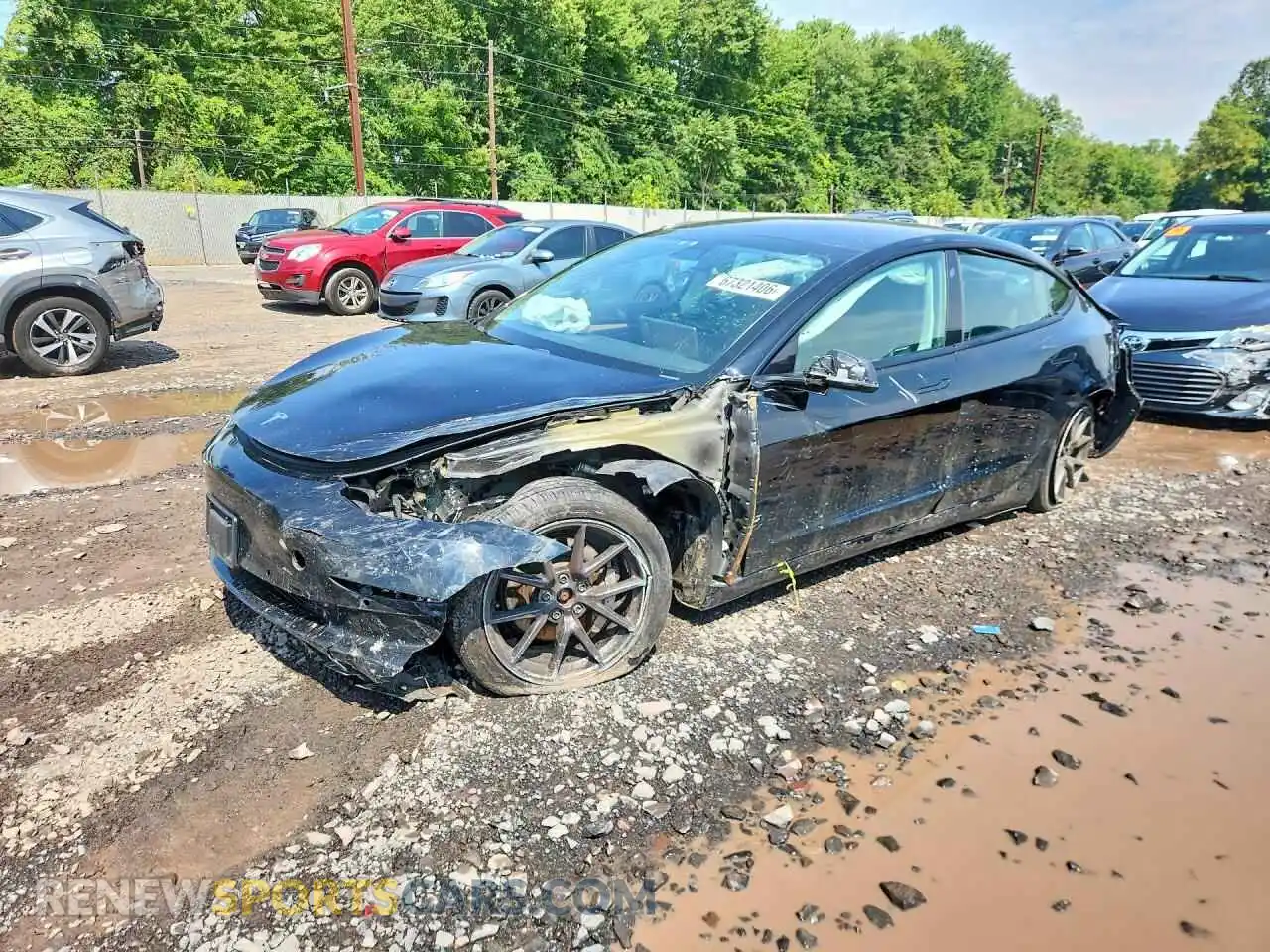 1 Photograph of a damaged car 5YJ3E1EBXMF974834 TESLA MODEL 3 2021