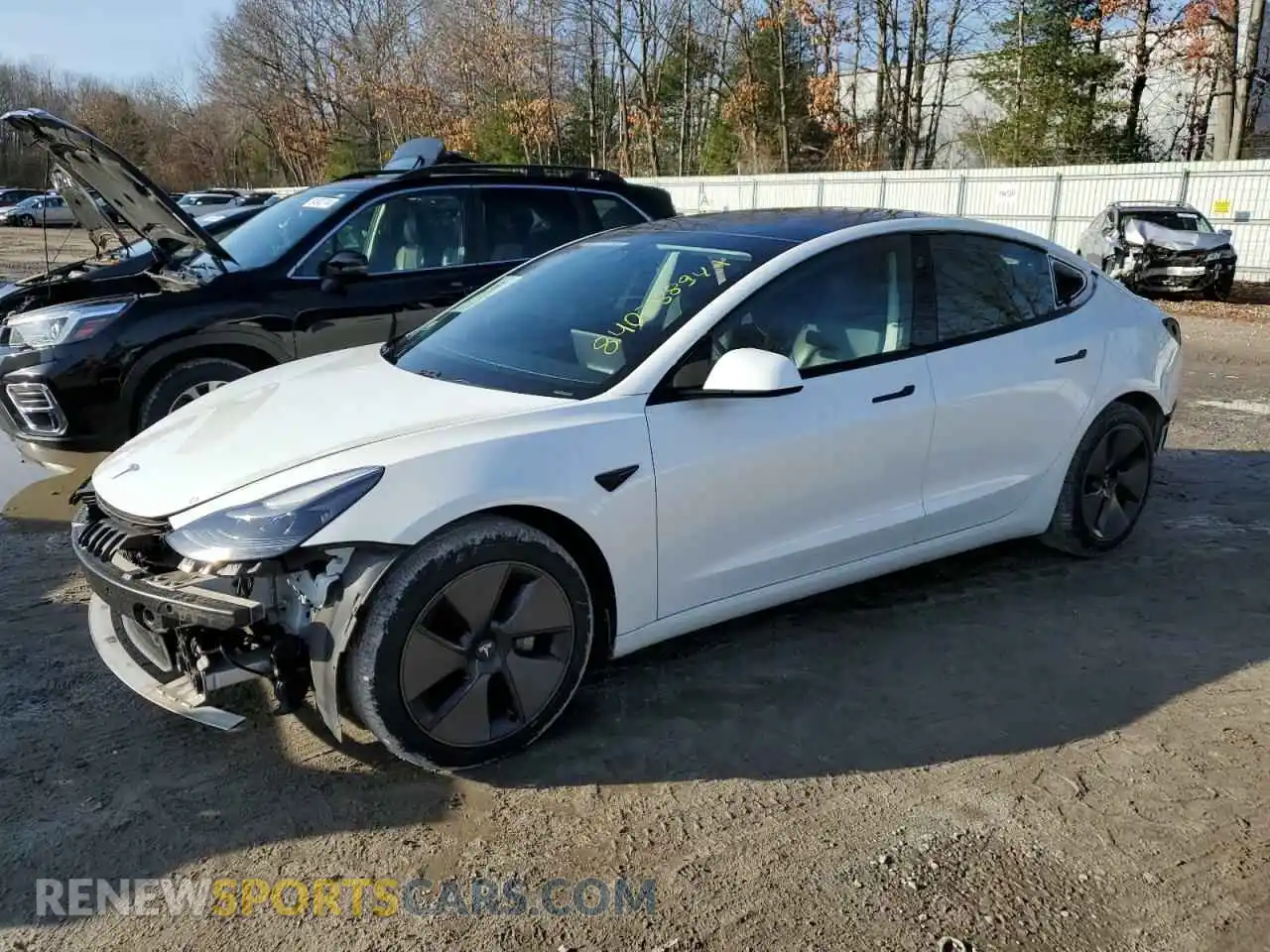 1 Photograph of a damaged car 5YJ3E1EBXMF992301 TESLA MODEL 3 2021